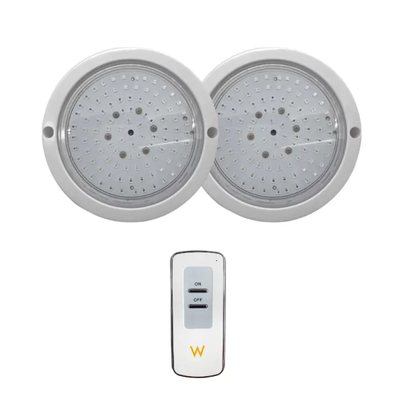 Pack 2 spots LED RGB ON/OFF 10W (Ø12cm) pour piscine en ABS avec télécommande