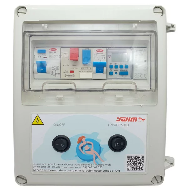  Cuadro Eléctrico para Piscina Transformador 60W DC con Contactor para Motor Swimhome 8435588709809 Cuadro Eléctrico con Fuente de Alimentación