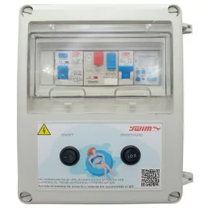 Tableau électrique de base pour piscine avec transformateur 60W 12V DC : Pompe à eau - 0,5 CV (2,5 - 4A), Contrôleur avec boîte - WiFi (LED blanches et RGB), Tagué - Swimhome