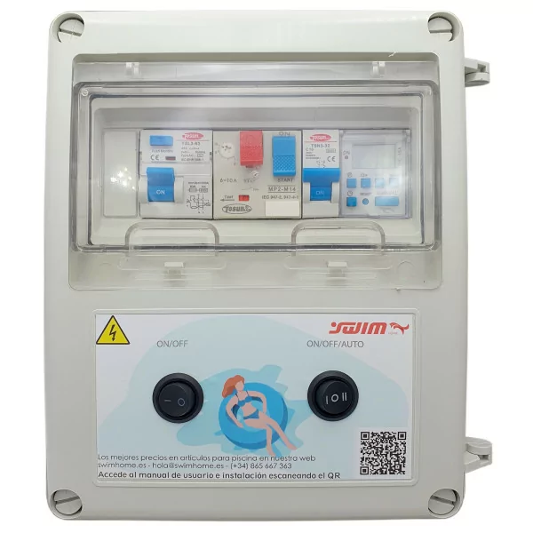 Electrical panel for swimming pool with 60W DC transformer