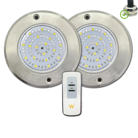 Foco LED Blanco Frío Acero Inoxidable 16CM ø 10W + Mando - 1