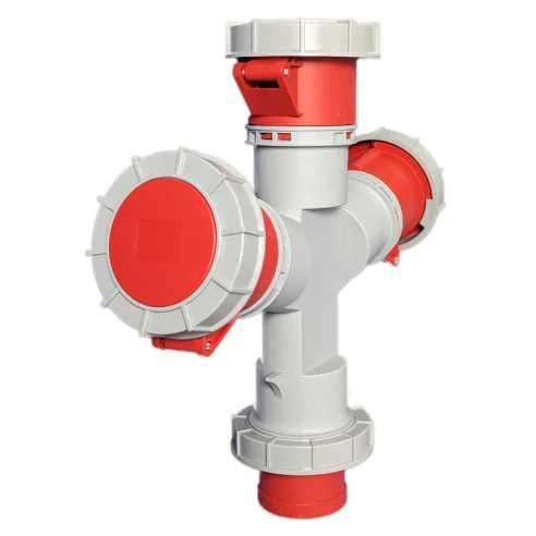 Adaptador industrial 3P+N+T 1 clavija / 3 bases 32A 400V IP67 - 3