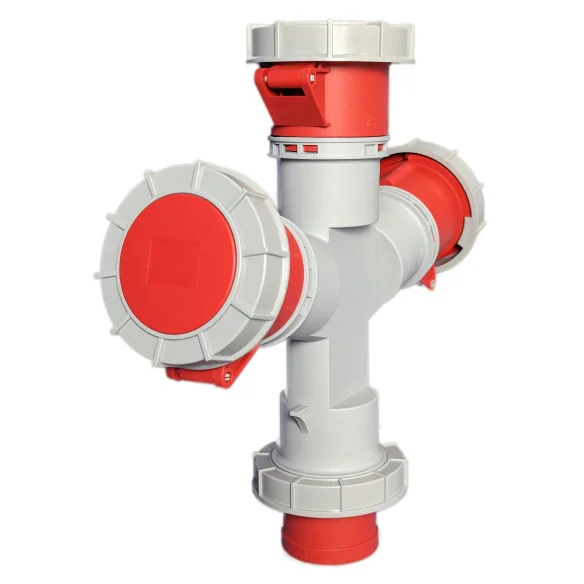 Adaptador industrial 3P+N+T 1 pino / 3 tomadas 32A 400V IP67 - 3