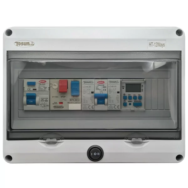 Electrical panel for swimming pool, contactor for motor and chlorinator