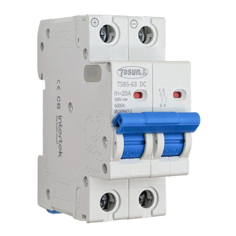 Disjoncteur DC 1000V 20A Pour Installation Solaire Photovoltaïque - Protection Surcharge Et Court-Circuit