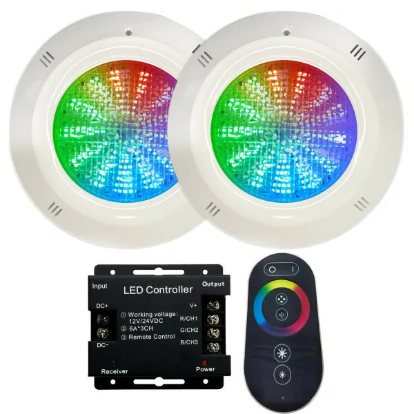 Pacote 2 LED RGB 4 fios 35W Basic Range Surface mounted LED Pool Floodlights with Advanced Remote Control - 1