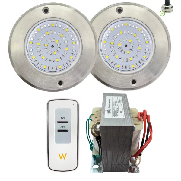 Spot LED RVB ON/OFF Acier inoxydable 11CM ø 6W + Contrôle + Transformateur