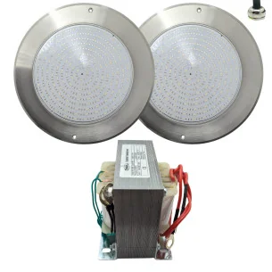 Spot LED Blanc froid Acier inoxydable 28CM ø 35W + Transformateur