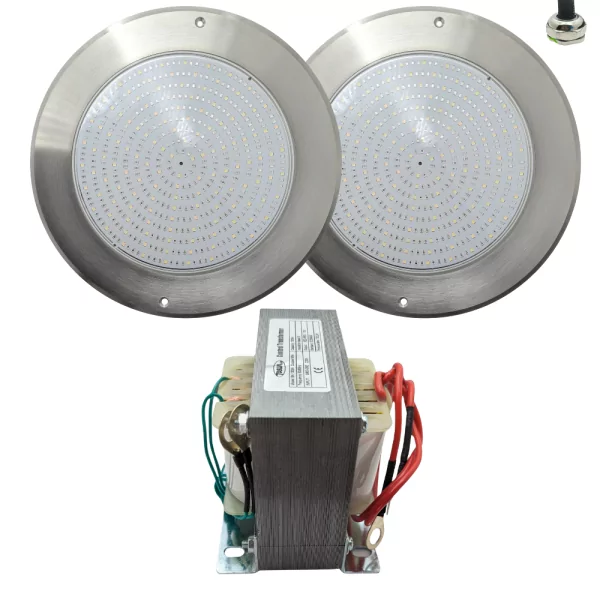 Foco LED Blanco Frío Acero Inoxidable 28CM ø 35W + Transformador