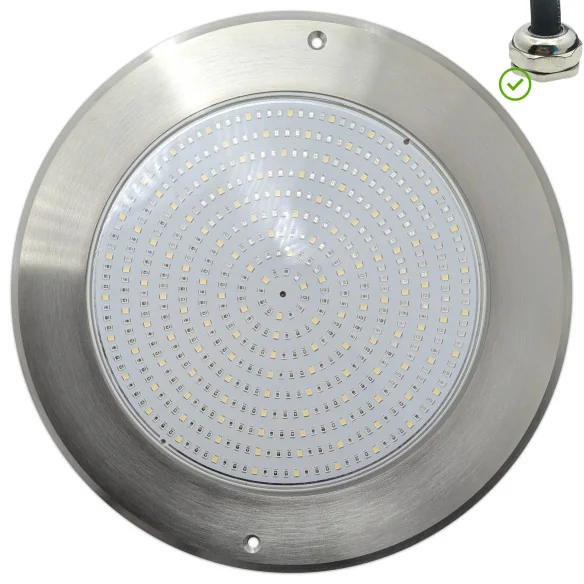 Foco LED Blanco Frío Acero Inoxidable 28CM ø 35W + Transformador