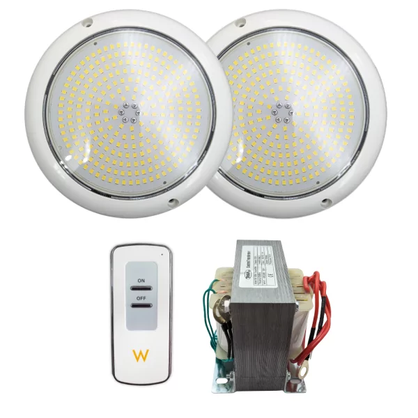  Pack 2 Focos LED Blanco Frío 18CM 24W + Mando + Transformador Swimhome Focos más controlador y transformador