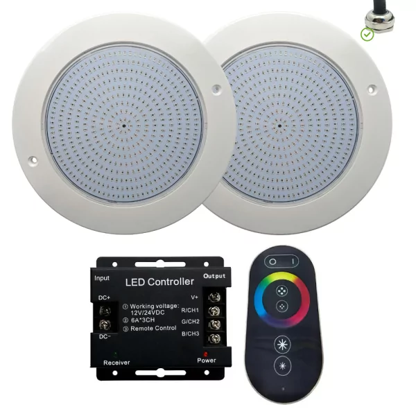 Pack 2 Projectores LED RGB 4 Fios 23CM ø 35W + Controlador