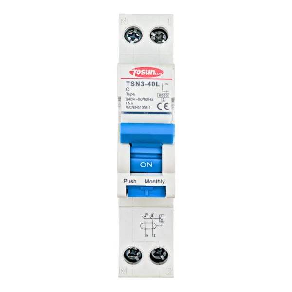  Interruptor Combinado RCBO (Diferencial tipo A + Magnetotérmico) 1P+N 6kA Curva C Swimhome Diferencial Tipo A Monofásico