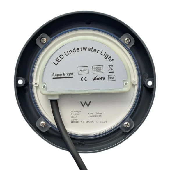 Surface LED Pool Spotlight 15W 12V AC | 6000K Premium Black