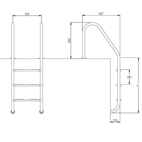 Escada para piscina com KIT de ânodo sacrifical para piscina de sal