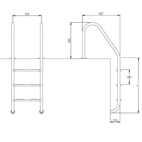 Escalera para Piscina con KIT Ánodo de Sacrificio para Piscina Salada