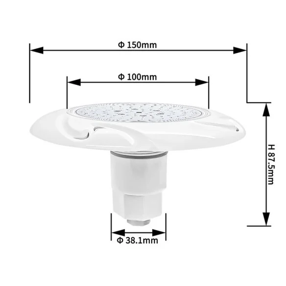 Foco LED ABS 6W RGB para piscinas de fibra, liner o Lámina armada