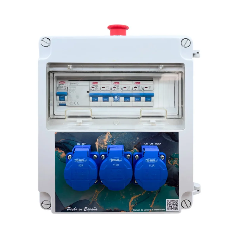 Electrical Panel 3 Sockets with RCD and Circuit Breakers