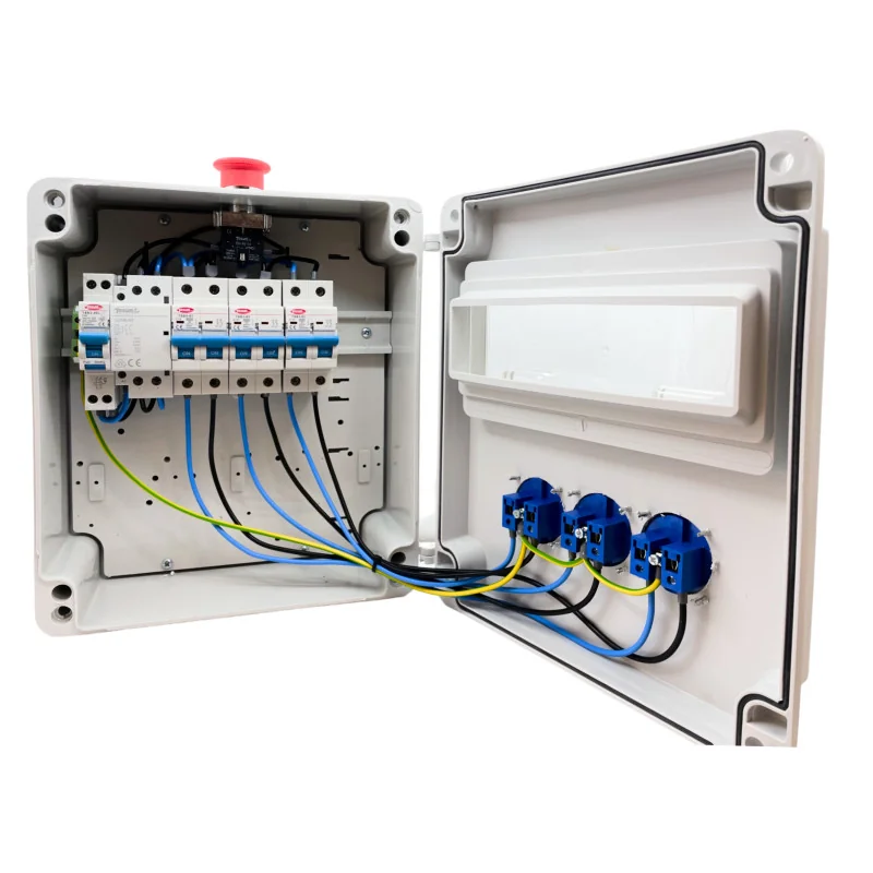 Electrical Panel 3 Sockets with RCD and Circuit Breakers