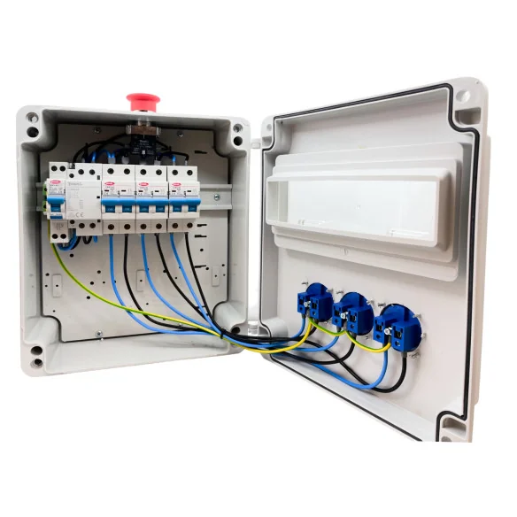 Electrical Panel 3 Sockets with RCD and Circuit Breakers