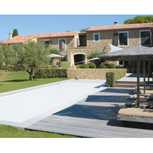 Slatted cover with solar roller for swimming pools