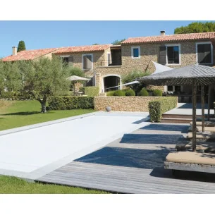 Slatted cover with solar roller for swimming pools