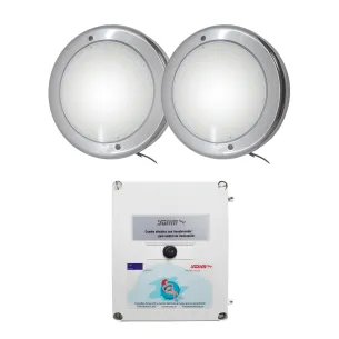 Pack 2 Focos LED Blanco 15W Acero Inoxidable+Transformador 100W
