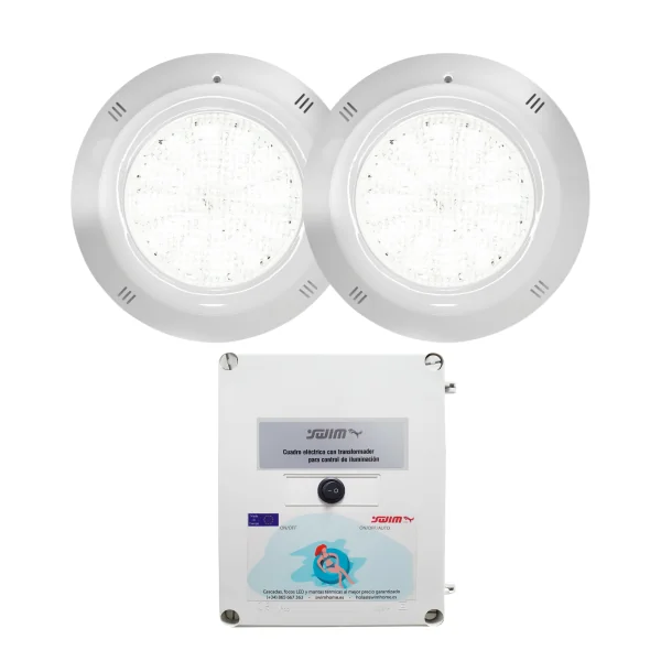 Pack 2 Focos LED Blanco 35W + Transformador 100W 12AC|Swimhome