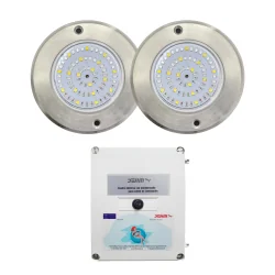 Pack RGB LED Spotlight ON/OFF Stainless Steel 11CM ø 6W + Tansformer