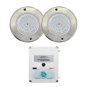 Pack Spot LED RVB ON/OFF Acier inoxydable 11CM ø 6W + Transformateur