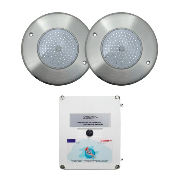 Foco LED RGB ON/OFF Acero Inoxidable 16CM ø 10W + Transformador