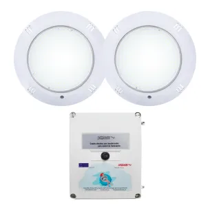 Pack 2 Focos LED Blanco Frío 35W con Transformador 100W