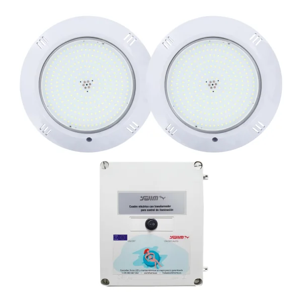 Pack 2 Focos LED Blanco Cálido 3000k 35W + Transformador 100W 12AC|Swimhome