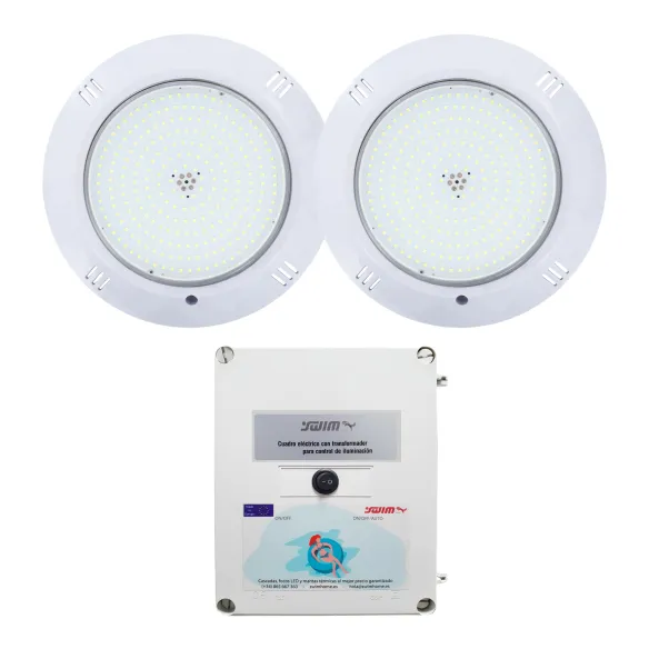 Pack 2 spots LED blanc chaud 35W avec transformateur 100W