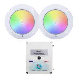 Pack 2 LED RGB 4 fios 35W com transformador 150W