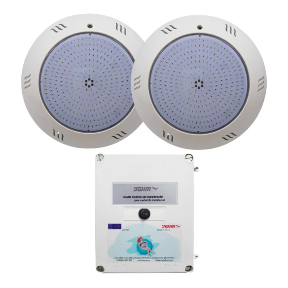 Pack 2 spots LED blanc chaud 35W avec transformateur 100W