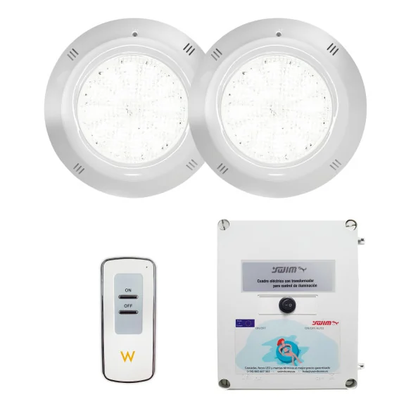 Saving Pack: 2 Warm White 35W LED Pool Spotlights + Transformer + Remote Control