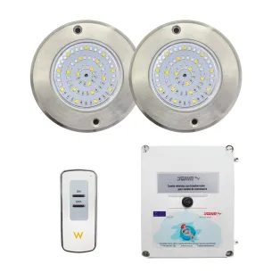Spot LED RVB ON/OFF Acier inoxydable 11CM ø 6W + Contrôle + Transformateur