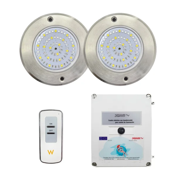 Projetor LED RGB ON/OFF Aço Inoxidável 11CM ø 6W + Controlo + Transformador