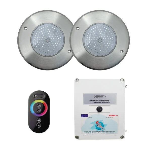 RGB LED Spotlight ON/OFF Stainless Steel 16CM 10W + Remote Control + Transformer
