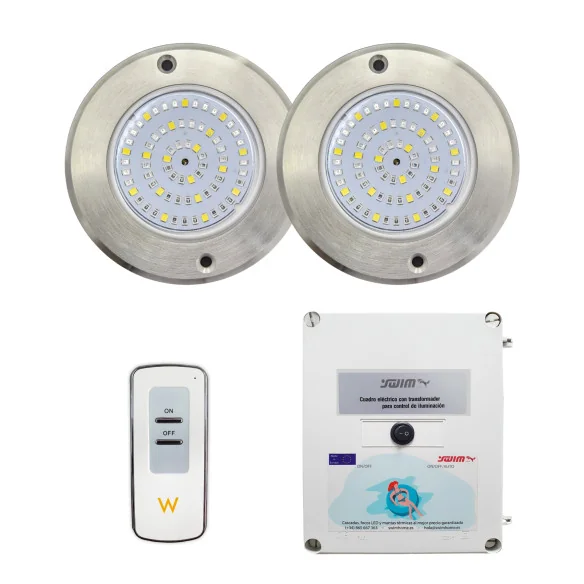 Foco LED Blanco ON/OFF Acero Inoxidable 11CM ø 6W + Mando + Transformador