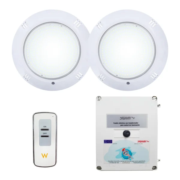 copy of Lot de 2 spots LED blancs 30W avec transformateur et télécommande pour piscine
