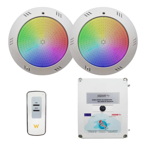 copy of Lot de 2 spots LED blancs 30W avec transformateur et télécommande pour piscine