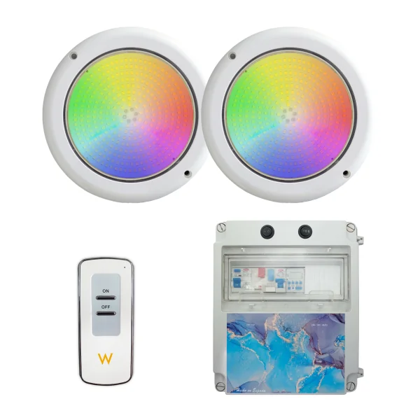 copy of Pack 2 LED RGB ON/OFF 35W 12V AC Projecteurs de piscine de surface avec panneau électrique