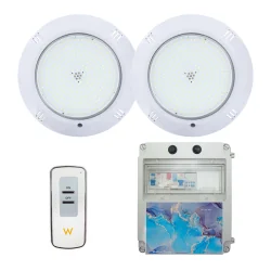 Pack 2 Focos LED Blanco Cálido 3000k 12V AC con Cuadro Eléctrico