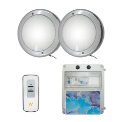 Pack 2 Focos LED Blanco frío ON/OFF 30W 12V AC con Cuadro Eléctrico