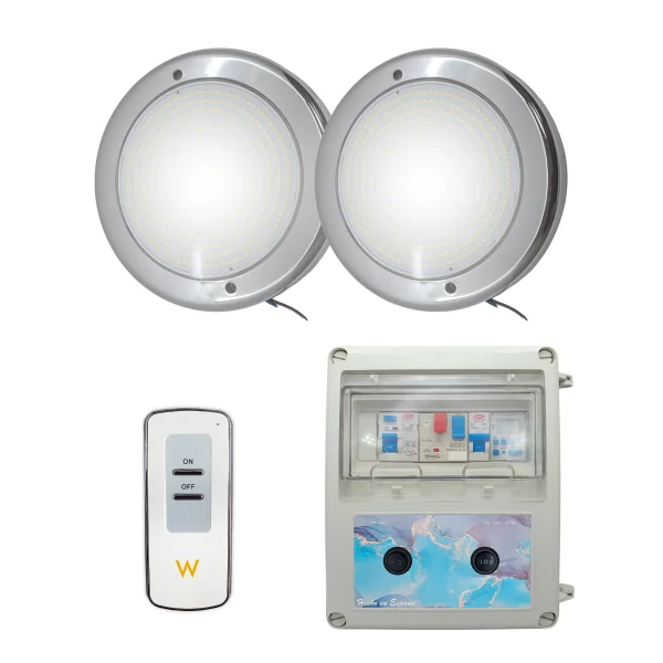 copy of Pack 2 LED RGB ON/OFF 35W 12V AC Surface Mounted Pool Floodlights with Switchboard