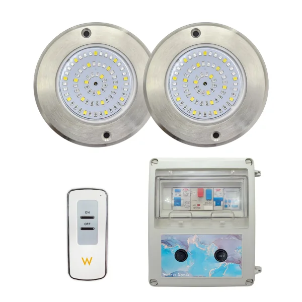 copy of Pack 2 LED RGB ON/OFF 35W 12V AC Surface Mounted Pool Floodlights with Switchboard