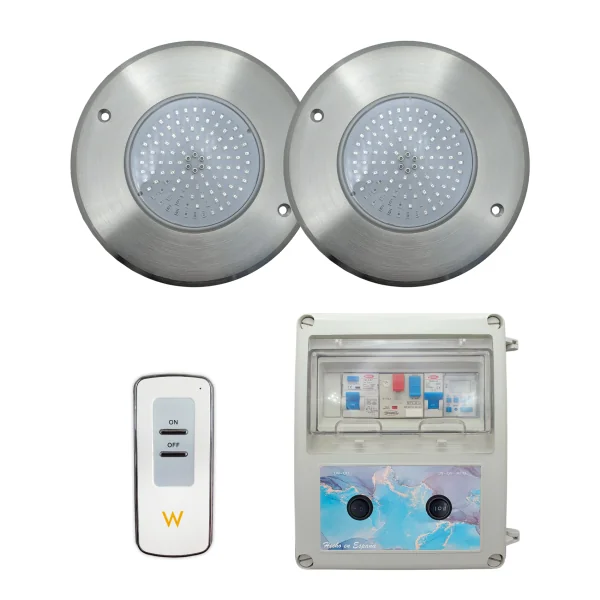copy of Pack 2 LED RGB ON/OFF 35W 12V AC Surface Mounted Pool Floodlights with Switchboard