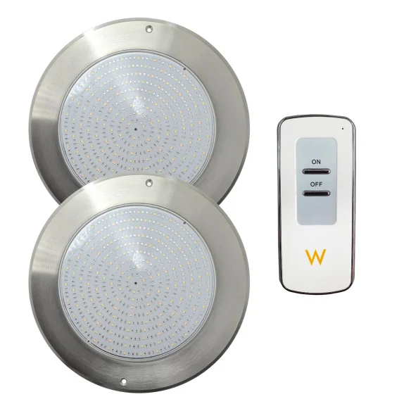 Projetor LED Branco Frio Aço Inoxidável 28CM ø 35W + Controlador